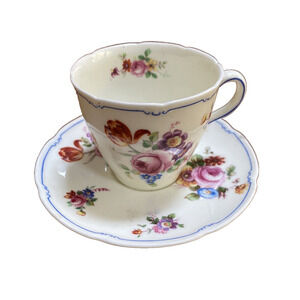 Vintage Royal Doulton Floral Demitasse Cup & Saucer Set England Cottage Core